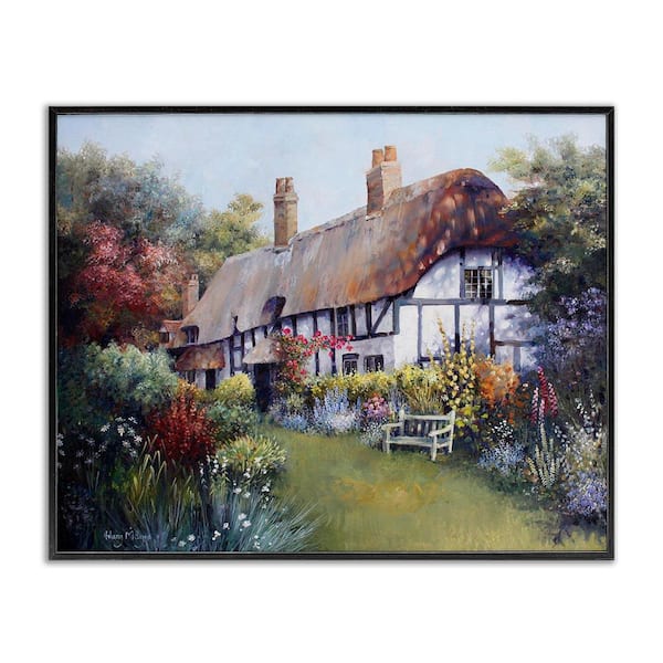 Stupell Industries Budding Cottage Garden by Hilary Mayes Black Framed Architecture Giclee Art Print 16 in. x 20 in.