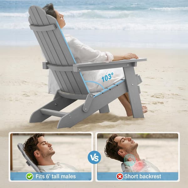 Mximu Grey Plastic Outdoor Patio Folding Adirondack Chair FCH1301