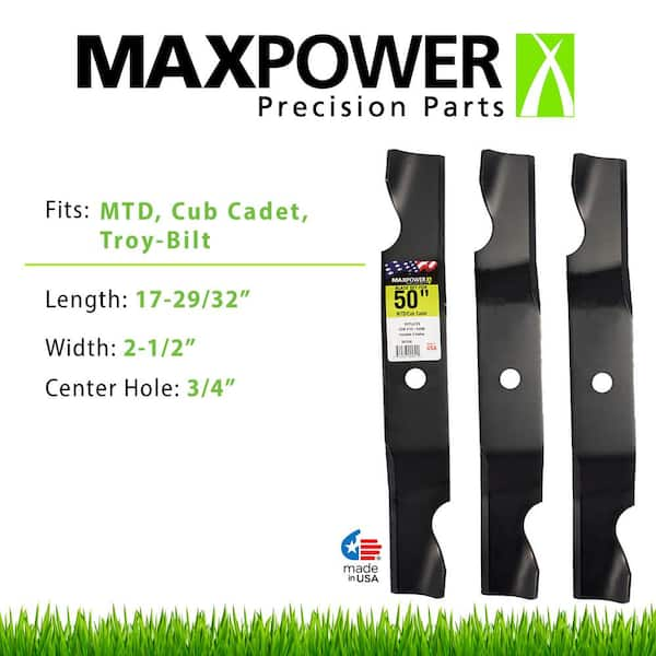 MaxPower 3 Heavy-Duty Blades for Many 50 in. Cut MTD, Cub Cadet