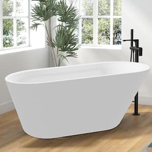 69 in. Single Slipper Acrylic Freestanding Flatbottom Bathtub with Polished Chrome Drain Soaking Tub in White