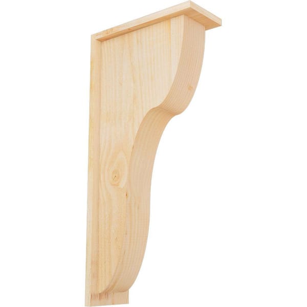 Ekena Millwork 6 in. x 14 in. x 30 in. Douglas Fir Carmel Rough Sawn Corbel with Backplate