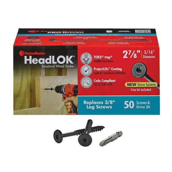 2-7/8 in. HeadLOK Structural Wood Screws Flat Head Wood Screws, Black (50-Pack)