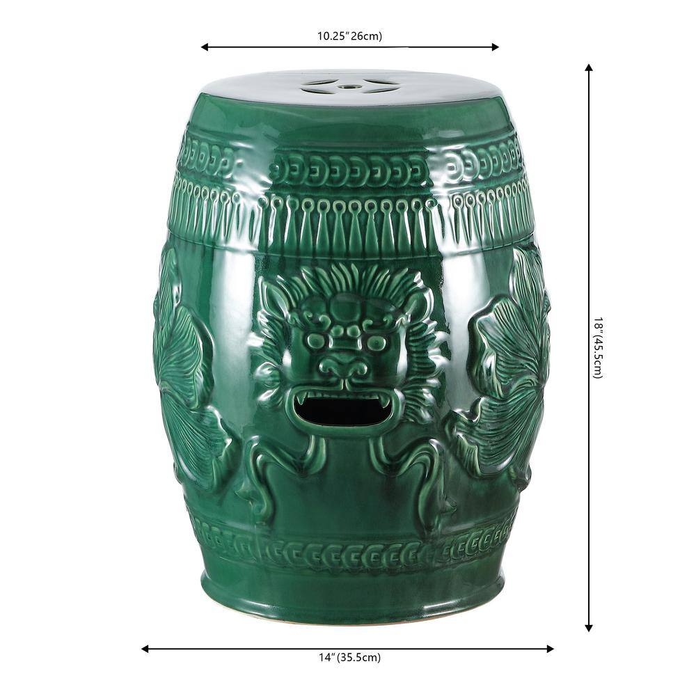 Emerald Green Ceramic Chinese Dragon Garden Stool