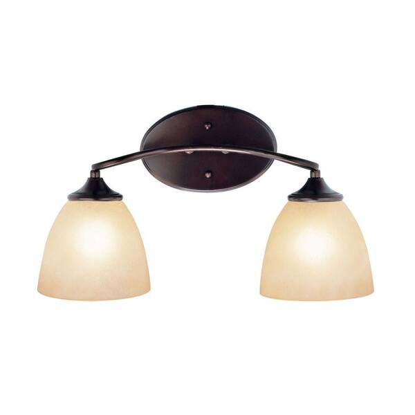 Bel Air Lighting 2-Light Rubbed Oil Bronze Wall Sconce with Tea Stain Glass