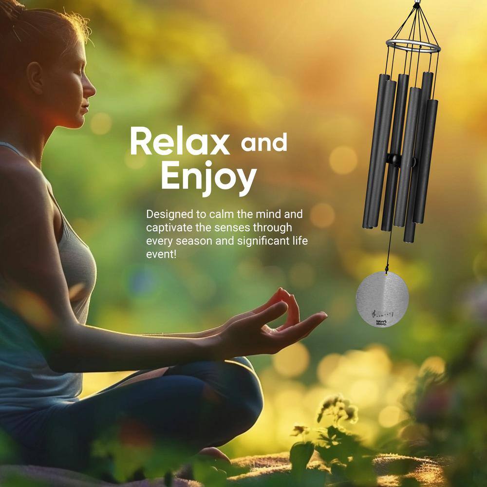 Nature's Melody 28" Black Aluminum Outdoor Wind Chimes