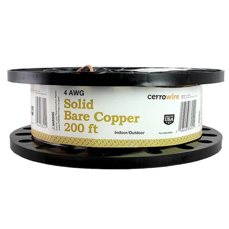 Cerrowire 200 ft. 4-Gauge Solid Bare Copper Grounding Wire