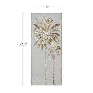 Metal Gold Relief Palm Tree Wall Decor with Gold Detailing