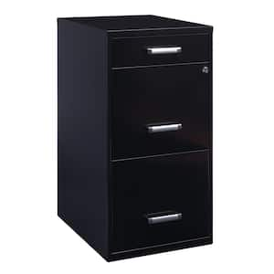 18 in. D 3-Drawer Black Letter Width 14.25 in. W Steel Vertical File Cabinet with Pencil Drawer