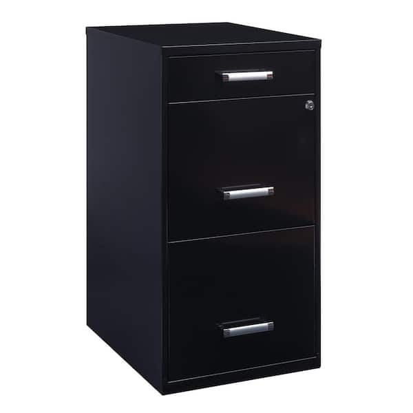 OFFICE DIMENSIONS 18 in. D 3-Drawer Black Metal Letter Width 14.25 in. W Vertical File Cabinet with Pencil Drawer