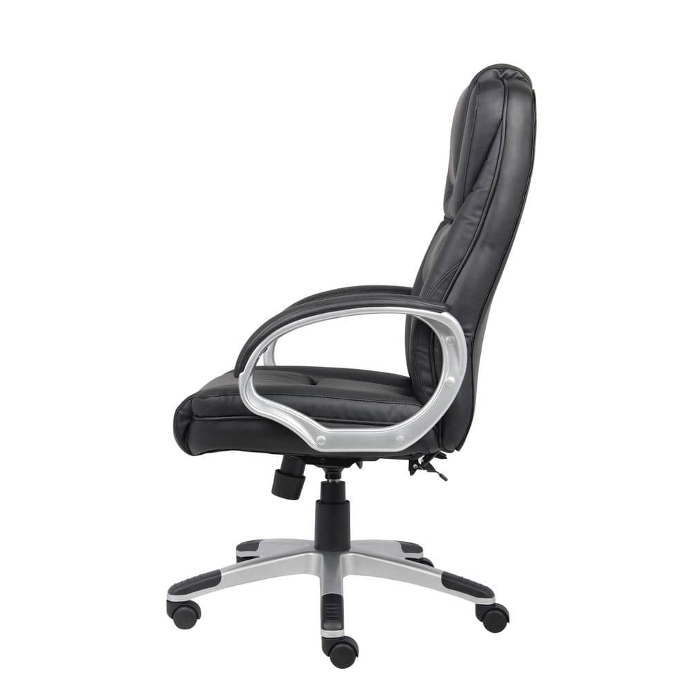Ergonomic High-Back Swivel Executive Chair in Black LeatherPlus