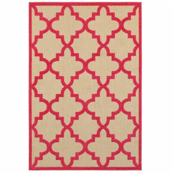 Red 4 ft. x 5 ft. Loomed Polypropylene Rectangle Indoor/Outdoor Area Rug