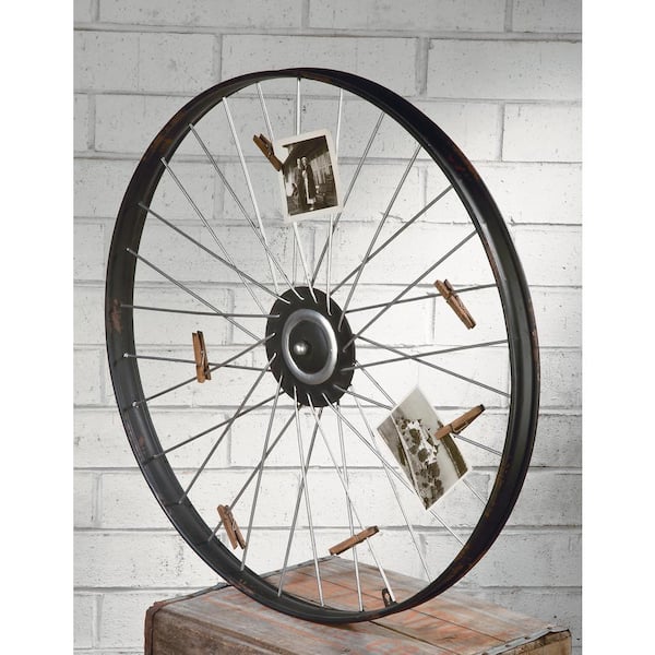 Unbranded Metal Wheel Wall Decor With Clips for Photos or Cards