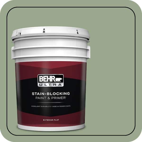 BEHR ULTRA 5 gal. #PPU11-05 Pesto Green Flat Exterior Paint & Primer