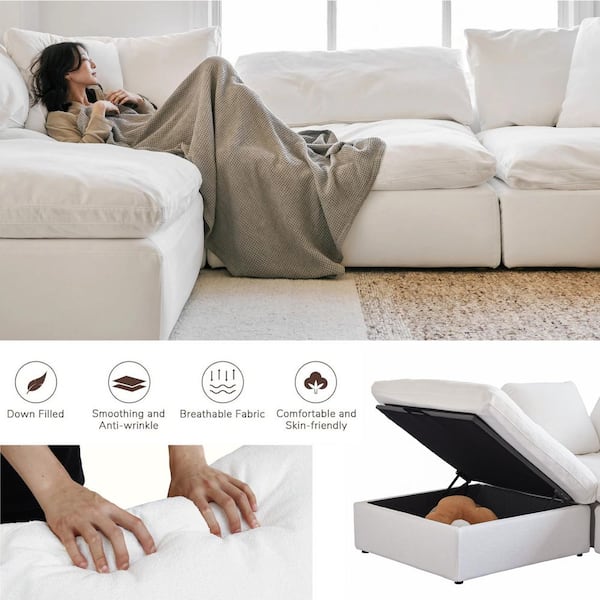 Vamcheer Modular Sectional Sofa With Chaise, Modern L Shaped Cloud Couch With Deep Seat, Sectional Couches For Living Room, Bedroom, Office, No Assembly Required, Ink Black