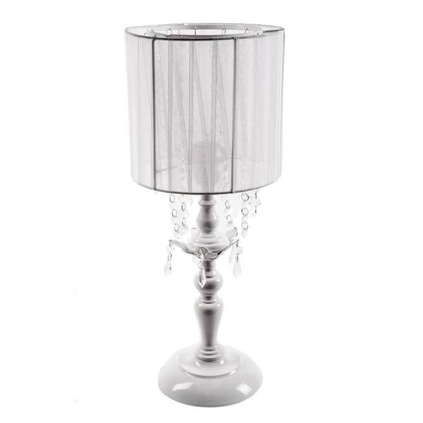 Tadpoles 20 in. White Chandelier Table Lamp with Drum Shade