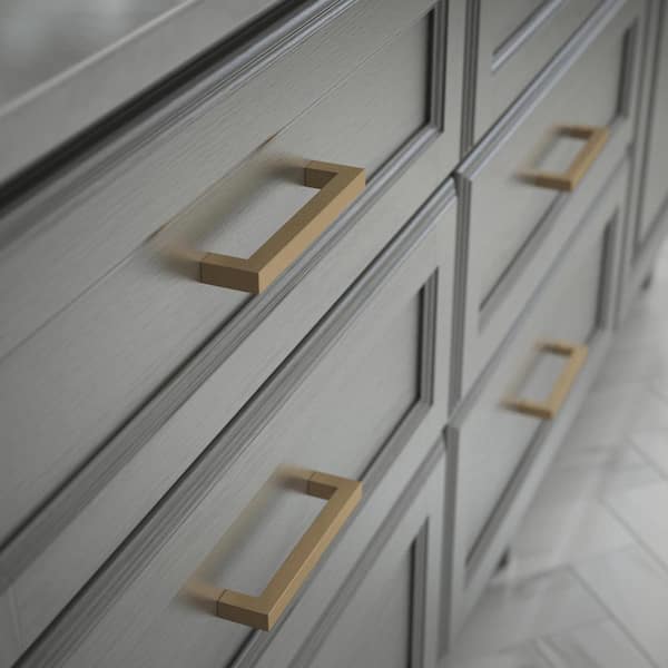Modern Square 5-1/16 in. (128 mm) Modern Champagne Bronze Cabinet Drawer Pull with Open Back Design