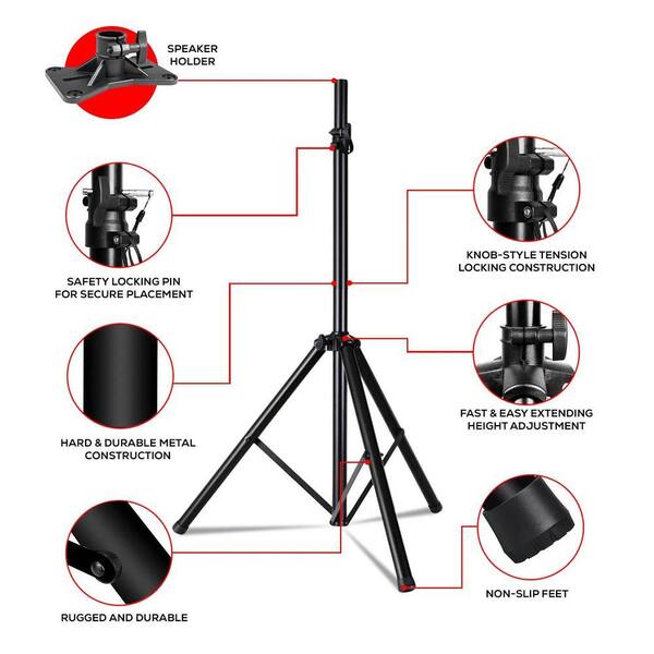 5Core 72" Tripod Speaker Stands - Heavy Duty Adjustable For DJ & Studio Monitors
