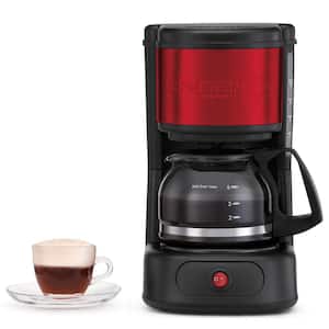 Everyday 5 Cup Metallic Red Drip Coffee Maker with Glass Carafe