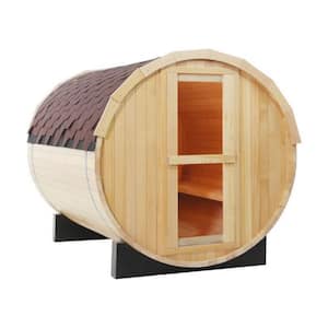 4-Person Outdoor Hemlock Finnish Wet/Dry Sauna with 1.8m Barrel Glass Door