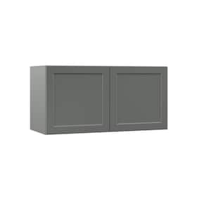 Designer Series Melvern Storm Gray Shaker Assembled Deep Wall Bridge Kitchen Cabinet (36 in. x 18 in. x 15 in.)