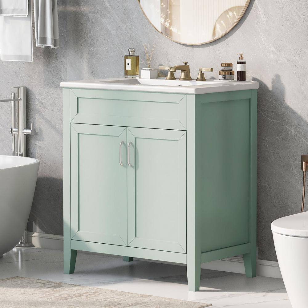 30 in. W x 18 in. D x 33.85 in. H Single Sink Freestanding Bath Vanity in G