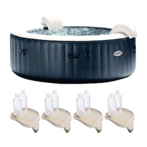 PureSpa Plus 6-Person Portable Inflatable Hot Tub, 85x28", w/4 Cup Holders and Trays