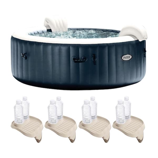 Intex PureSpa Plus 6-Person Portable Inflatable Hot Tub, 85x28", w/4 Cup Holders and Trays