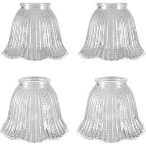 4PK-Lighting Accessory-Replacement Glass-Clear Beaded, 2-1/4 in. Fitter, 4-3/4 in. Dia. x 3-3/4 in. H
