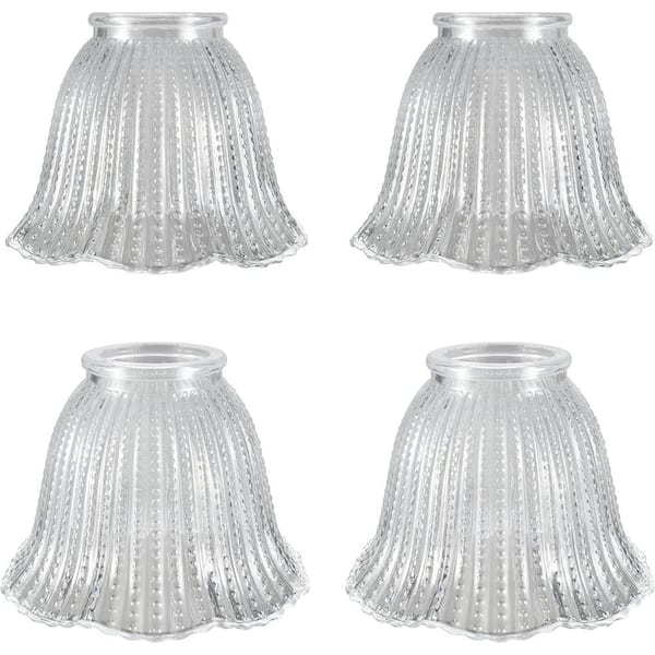 Unbranded 4PK-Lighting Accessory-Replacement Glass-Clear Beaded, 2-1/4 in. Fitter, 4-3/4 in. Dia. x 3-3/4 in. H