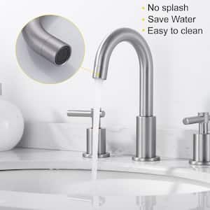 8 in. Widespread 2-Handle 3 Hole Bathroom Faucet with Pop Up Drain t in Brushed Nickel