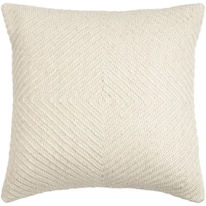 Cairn Light Beige Woven Down Fill 22 in. x 22 in. Decorative Pillow