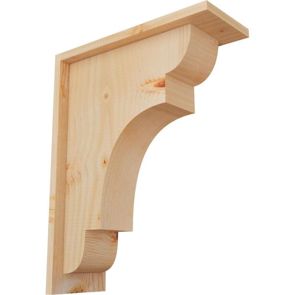 Ekena Millwork 5-1/2 in. x 14 in. x 18 in. Douglas Fir New Brighton Smooth Corbel with Backplate