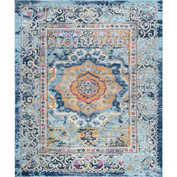 Tayse Rugs Jasmine Medallion Multi-Color 4 ft. x 6 ft. Indoor Area Rug