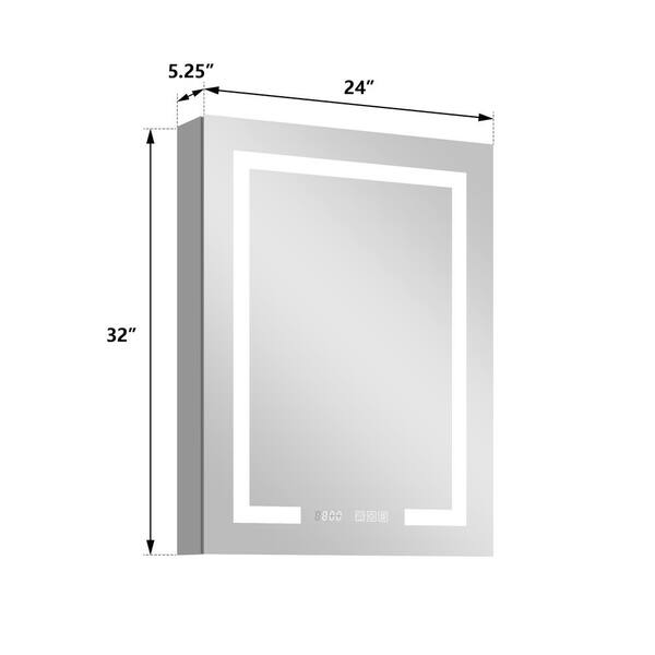 Ancerre Designs Pagani 30-in x 32-in Lighted LED Fog Free Surface/Recessed Mount Black Mirrored Soft Close Medicine Cabinet with Outlet