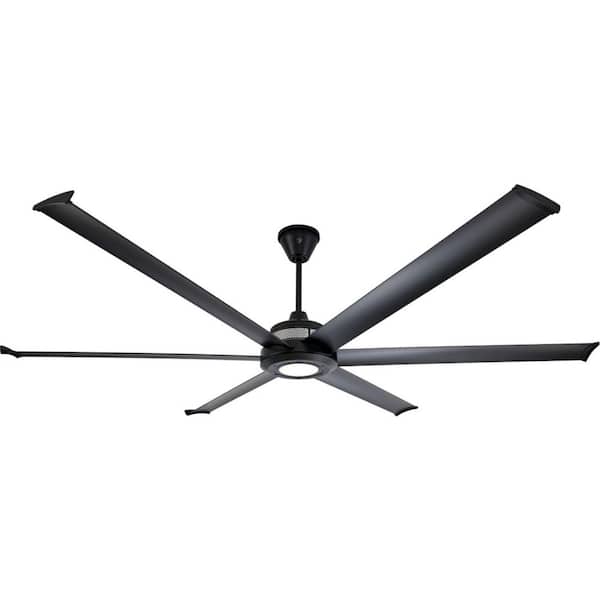 Mammoth 84 in. Smart Indoor/Outdoor Black Universal Mount Ceiling Fan with 12 in. Downrod 2700K LED Remote and Phone App