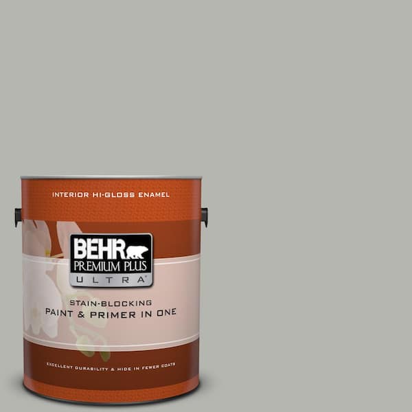 BEHR Premium Plus Ultra 1 gal. #ECC-27-2 Stone Mill Hi-Gloss Enamel Interior Paint and Primer in One