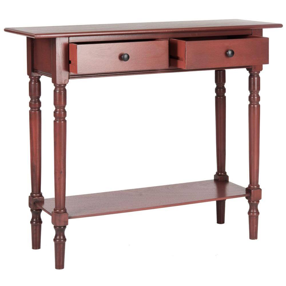 Rosemary Red Pine Wood 2-Drawer Console Table