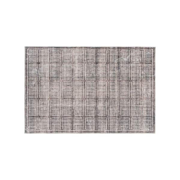 Bohemian Stripe Lines Washable Non Slip Brown 2 ft. x 4 ft. Area Rug
