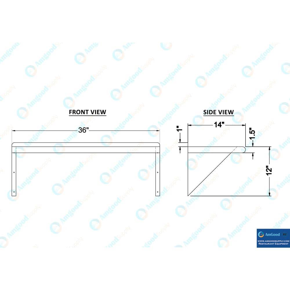 36" Stainless Steel Wall Shelf with Brackets