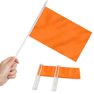 5/12 ft. x 2/3 ft. Orange Mini Flag - Hand-Held Small Miniature Solid Orange Blank Flags (12-Pack)
