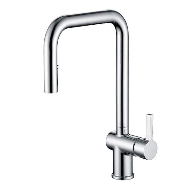 Chrome 15.38 in. Pull Down Sprayer Kitchen Faucet with 360° Spout Swivel