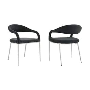 Morgan Charcoal and Brushed Stainless Steel Fabric Dining Chair Set of 2