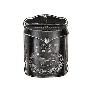 Black Embossed Tin "Post" Letter Box