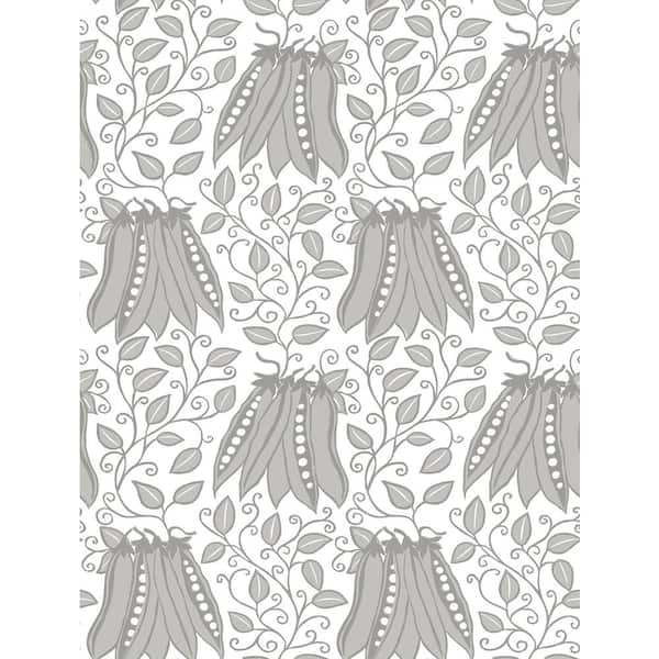 A-Street Prints Peas in a Pod Light Grey Garden Paper Strippable Roll (Covers 56.4 sq. ft.)