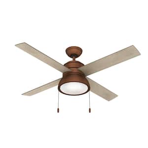 Loki 52 in. LED Indoor Weathered Copper Ceiling Fan with Light Kit