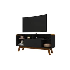 Camberly 53.54 in. Matte Black and Cinnamon TV Stand Fits TV's up to 65 in. with Cable Management