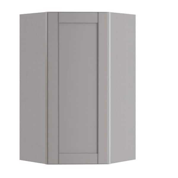 Washington Veiled Gray Plywood Shaker Assembled Diagonal Corner Kitchen Cabinet Soft Close L 23 in W x 15 in D x 42 in H