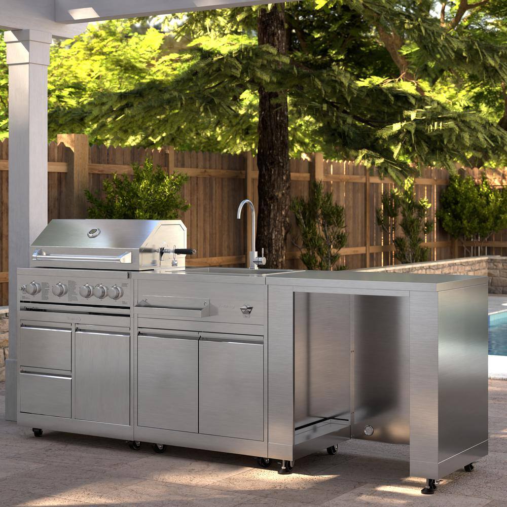 32 in. Stainless Steel Outdoor BBQ Cabinet with Drawers and Gas Tank Storage