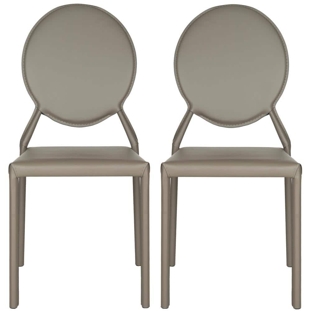 Warner 37 in. Gray Leather Side Chair (Set of 2)