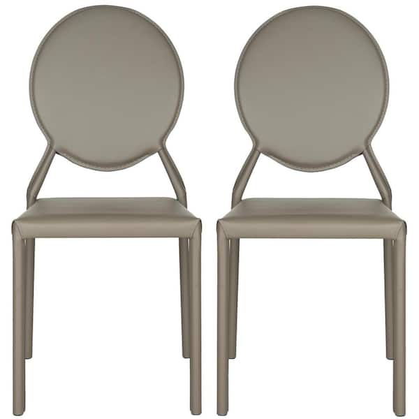 Warner 37 in. Gray Leather Side Chair (Set of 2)